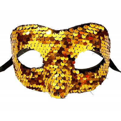 Altın Renk Payetli Pullu Parti Maskesi Balo Venedik